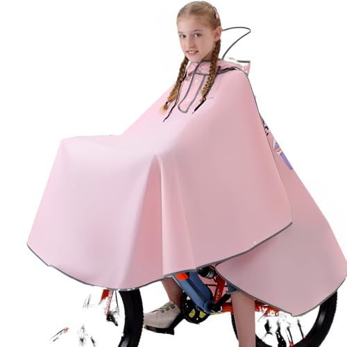 PATPAT® Bicycle Rain Poncho Rain Coat for Kids Girls, Outdoor Hooded EVA Rain Poncho with Clear Wide Brim, High Collar Rain Coat for School, Camping, Hiking, Riding, 2XL, Pink PATPAT® Bicycle Rain Poncho Rain Coat for Kids Girls, Outdoor Hooded EVA Rain Poncho with Clear Wide Brim, High Collar Rain Coat for School, Camping, Hiking, Riding, 2XL, Pink